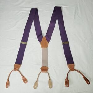 Dooney & Bourke Suspenders Mens One Size Purple Tan Leather Button End Y-Back